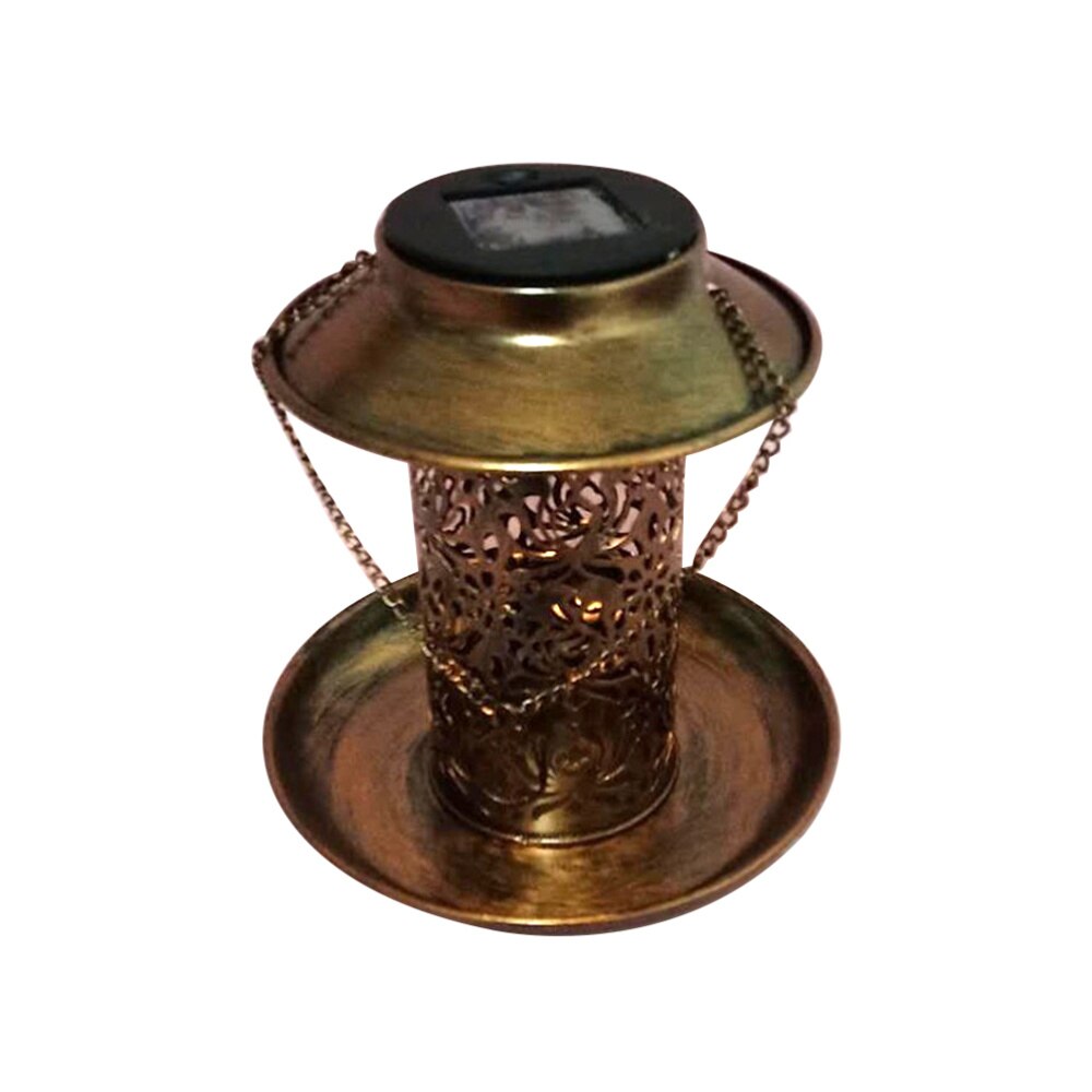 Solar Bird Feeder Waterproof LED Light Bird Feeder Station Hanging Pigeon Crow Parrot Outdoor Balcony Bird Feeding (Coffee)