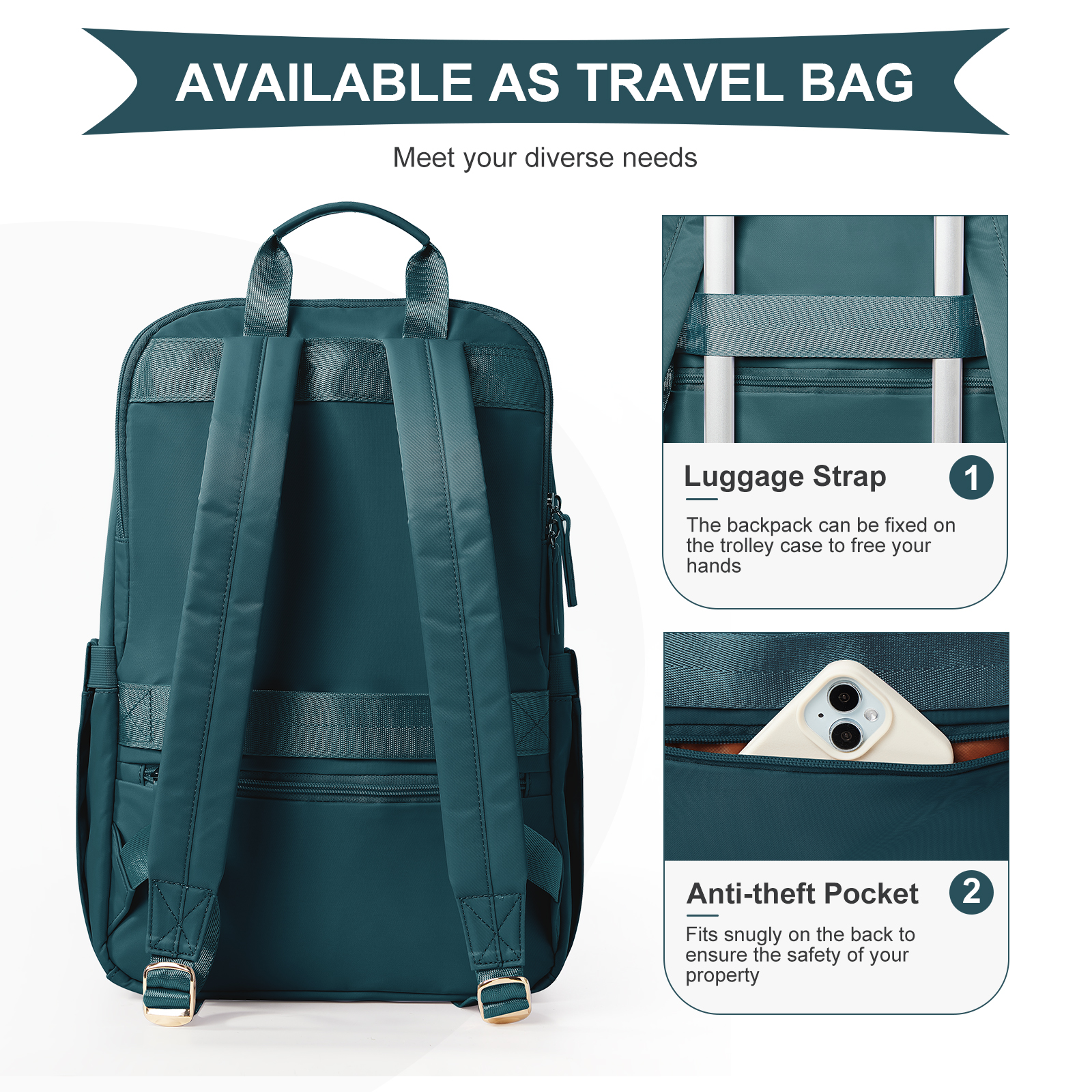 Mochila para ordenador portátil para mujer, se adapta a ordenador portátil de 14/15 pulgadas, mochila ligera impermeable a la para mochila de enfermera y profesora, mochila escolar para niña