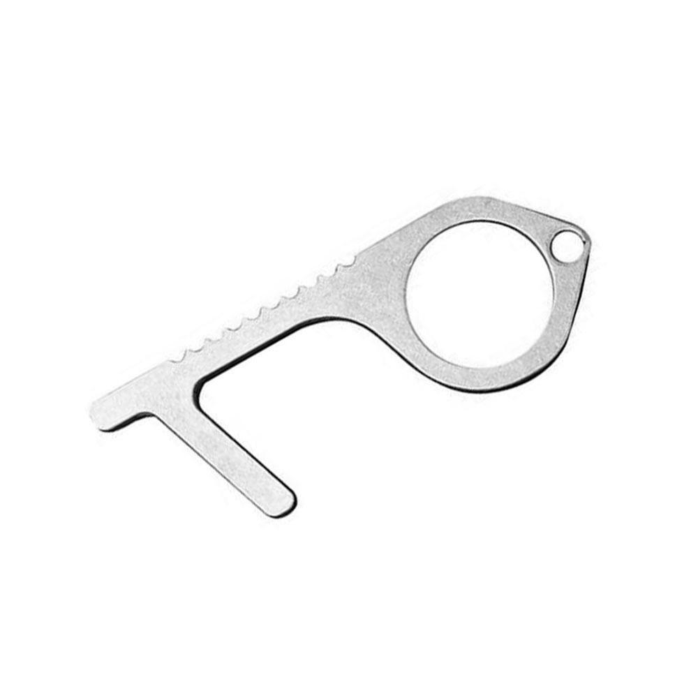 Family Health Convenient Portable Alloy Press Elevator Tool Hygiene Hand EDC Door Opener Door Handle Key: 1SLIVER