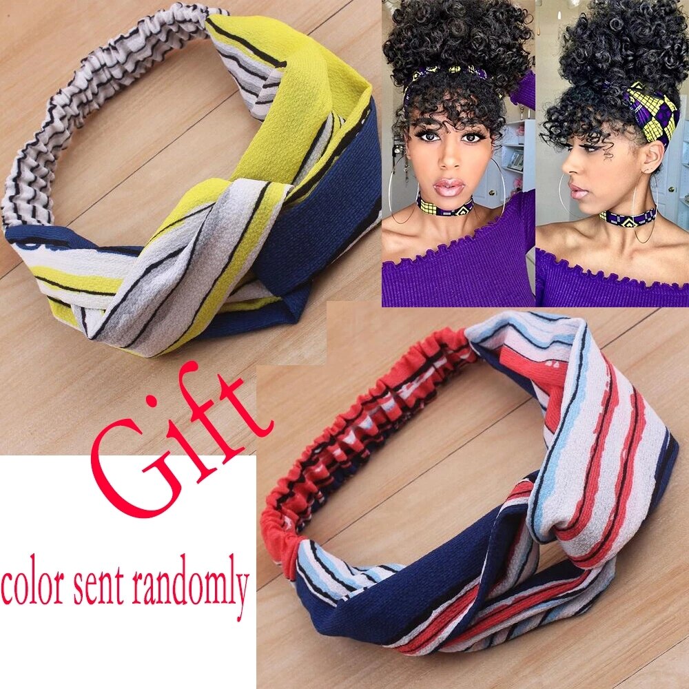 Afro High Puff Hair Bun Ponytail Drawstring With Bangs Synthetic Short Kinkys Curly Pineapple Pony Tail Clip in on Wrap Updo