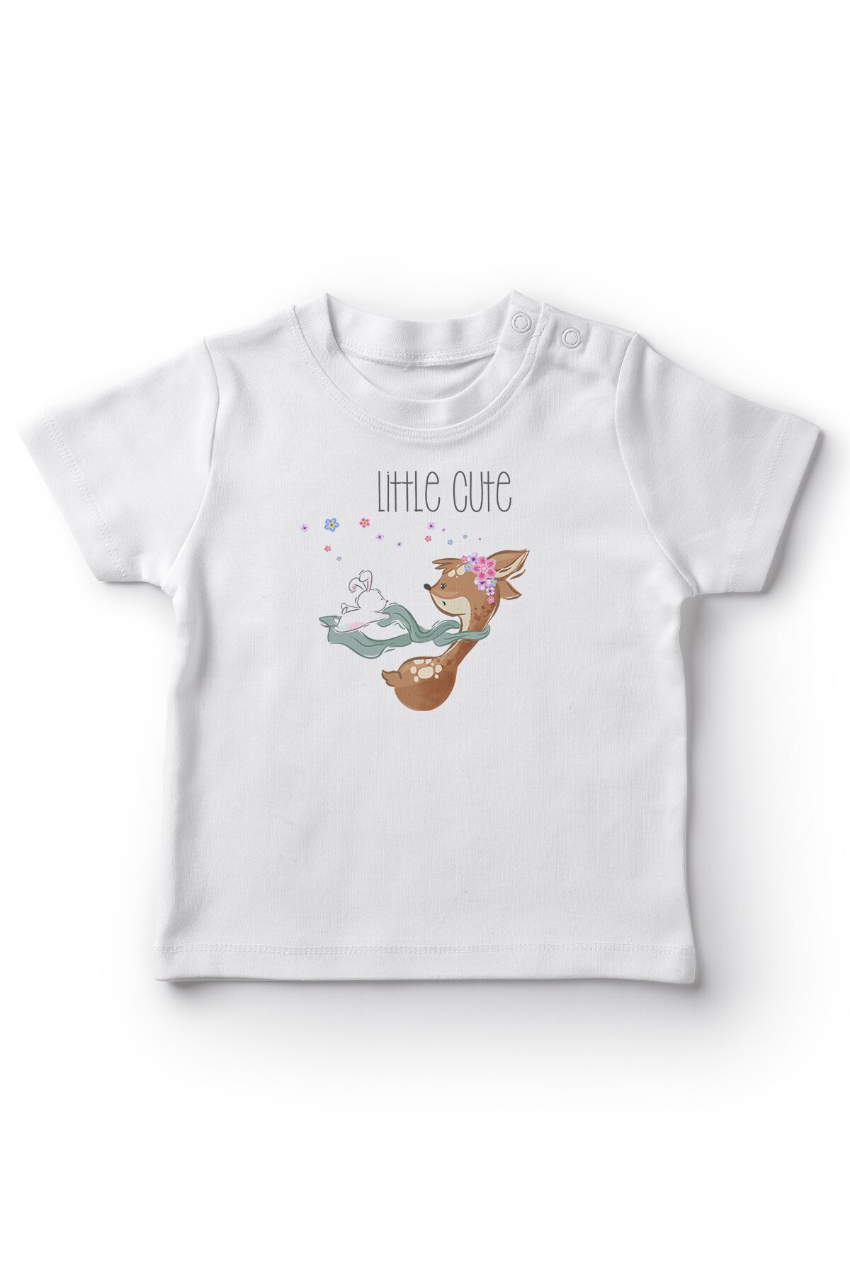 Angemiel Baby Little Cute Sunglasses Of the Rabbit And Gazelle Girl Baby T-shirt White