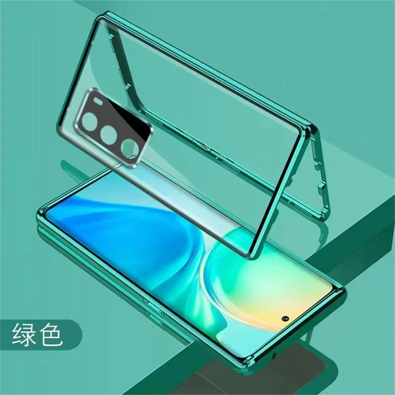 360 Volledige Hoesje Voor Oppo Reno 12 Pro 5G Hoesje Dubbelzijdig Magnetisch Glas Adsorptie Metalen Telefoonhoes Voor Reno11pro Camerabescherming: ABS / green
