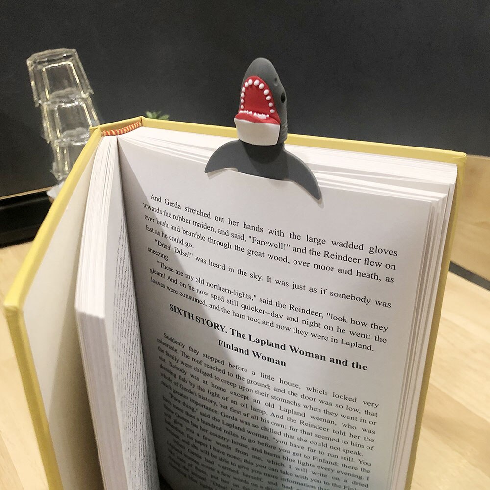 3D Stereo Bookmark Cartoon Marker Book Clip Cute Shark Crocodile Bookmark Of Pages Kids School Supplies