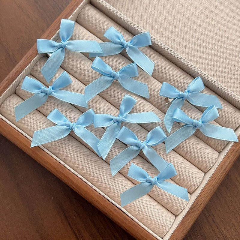 10 Uds Mini pinzas para el cabello con lazo 4cm estilo Ballet dulce cinta lazo horquilla accesorios para el cabello para niñas pasadores rosas, blancos y rojos: LIGHT BLUE