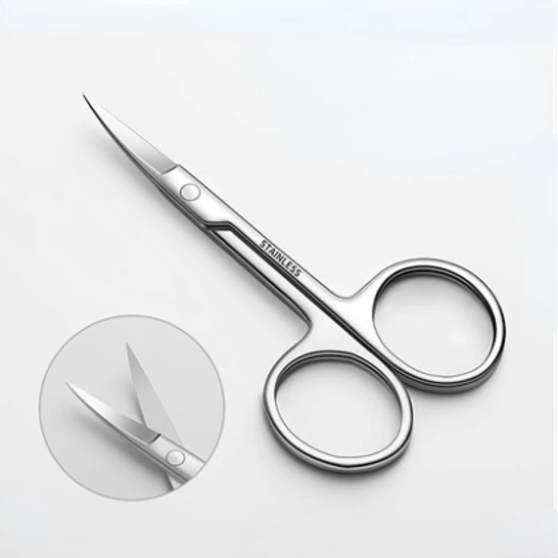 Ciseaux pour poils du visage arrondi en acier inoxydable moustache nez cheveux barbe sourcils cils coupe tondeuses multifonctions