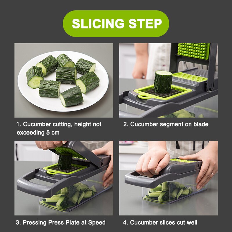 Food Chopper Vegetable Fruit Cheese Onion Chopper Slicer Dicer Cutter Grater 12 in 1 Veggie Chopper JW