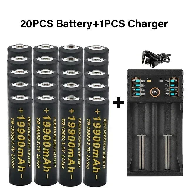 100% 18650 Lithium Batteries Flashlight 18650 Rechargeable-Battery 3.7V 19900 Mah for Flashlight +201 charger: Other