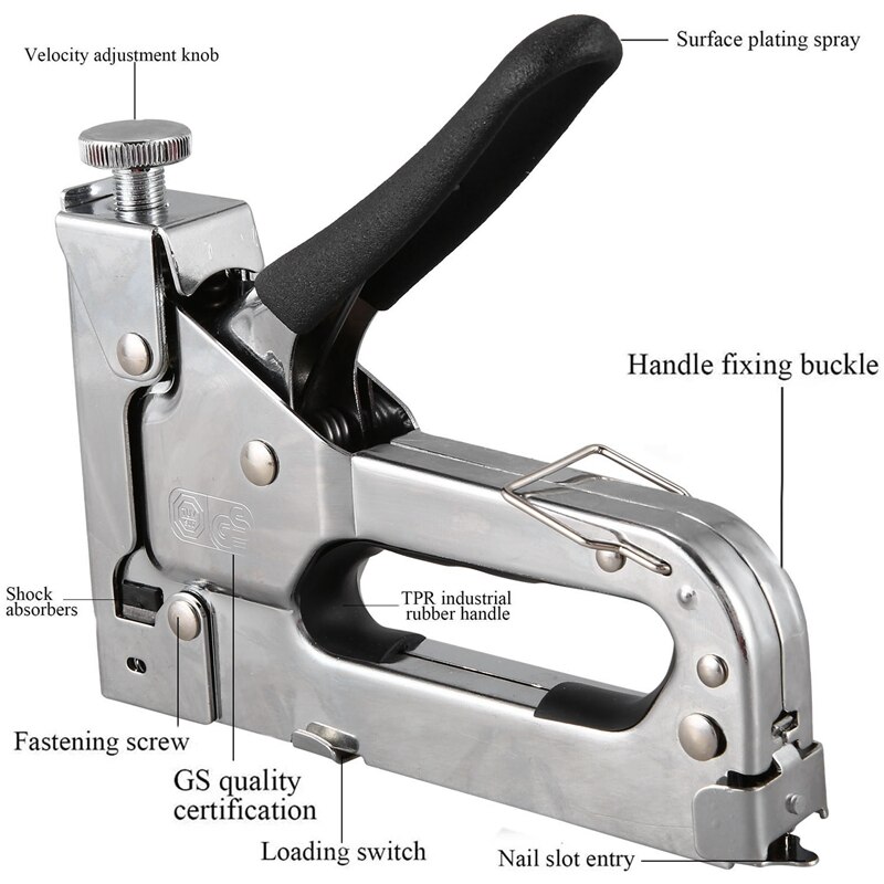 3 in 1 Staple Tool with Staple Remover Tack Lifter Hand Operated Stainless Steel Stapler Brad Nail Furniture Stapler