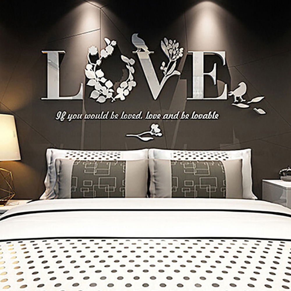 3D three-dimensional wall stickers LOVE acrylic horizontal super small Bedroom and living room ceiling decoration stickers