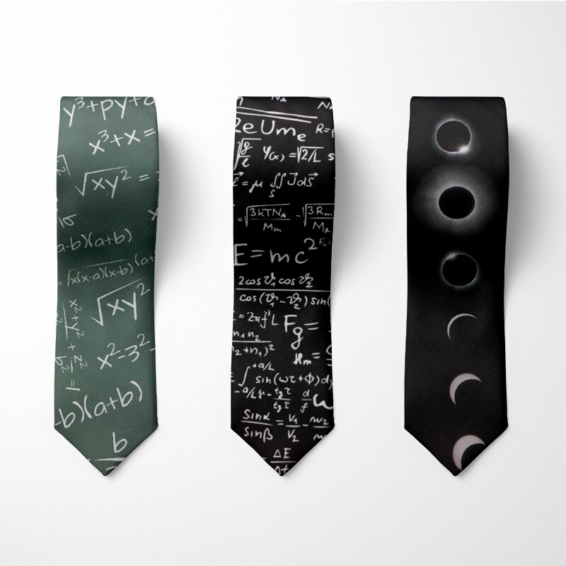 Men's digital equation 3D Printed Ties 8cm Black Novelty Necktie Tie For Men Unique Party Wedding Accessories