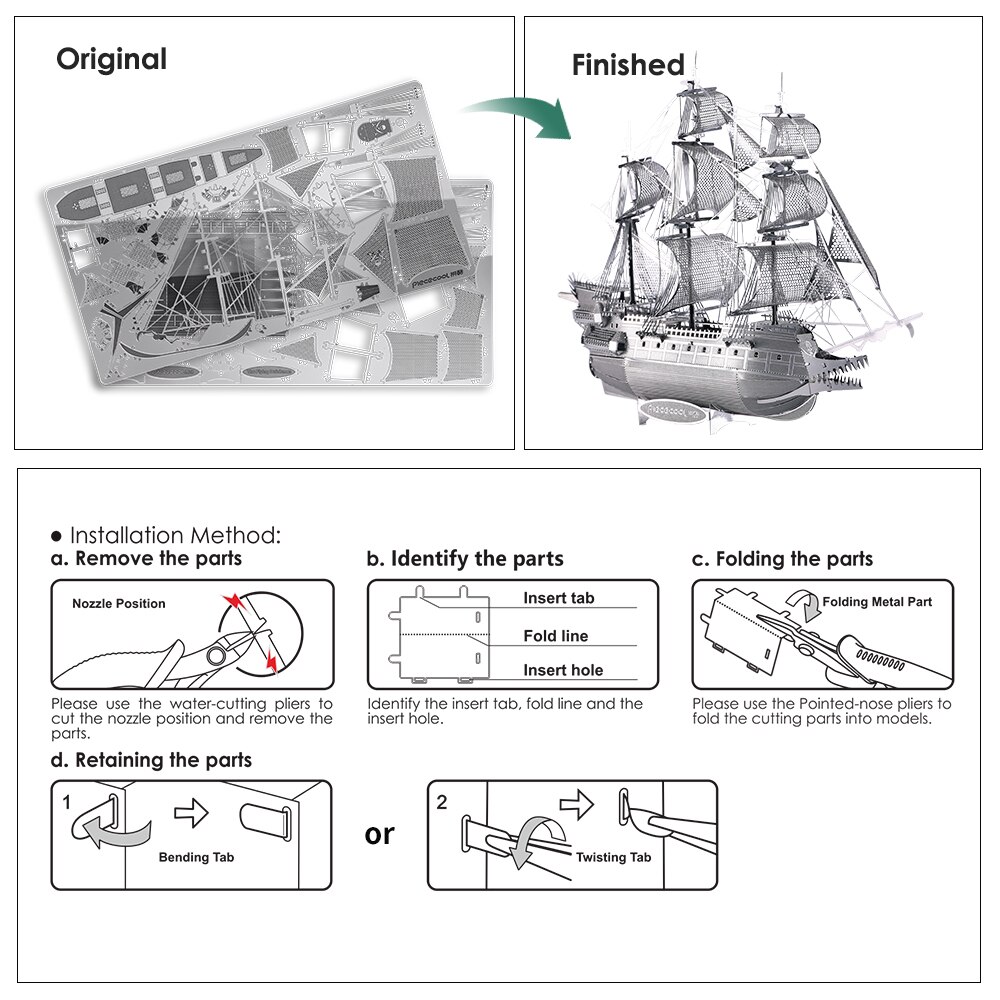 Modèle de bateau à monter soi-même, assemblage tridimensionnel, Puzzle en métal néerlandais volant, modèle de bateau Pirate, kit de décoration