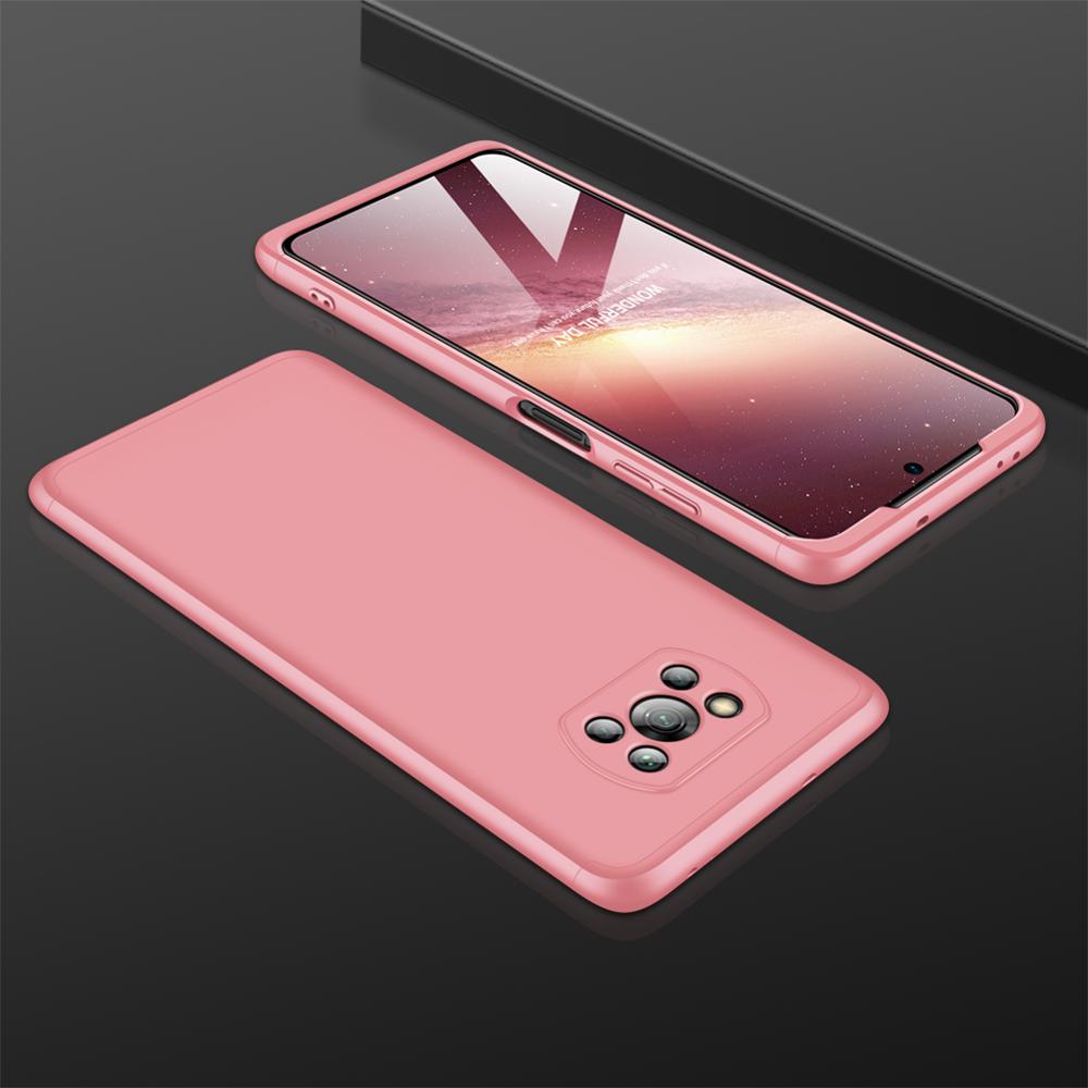 For Xiaomi Pocophone Poco X3 NFC Case Hard Matte Armor Hybrid 3 in 1 Protective back cover case for Xiaomi poco X3 x3nfc shell: Rose red