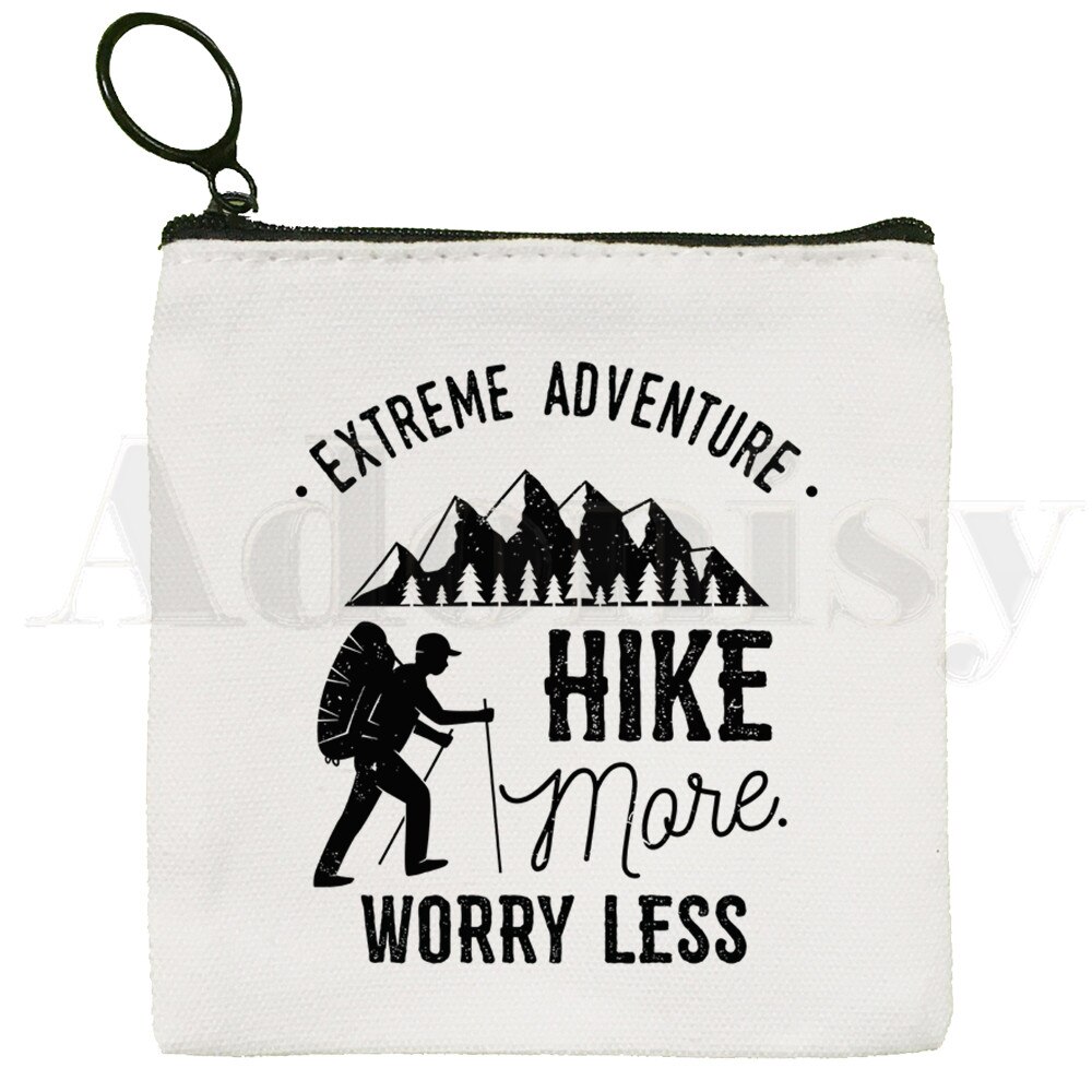 HIKE MORE Worry Less Hiking Camping Outdoor Purse Storage Small Bag Card Bag Key Bag Coin Clutch Bag Zipper Key Bag: E