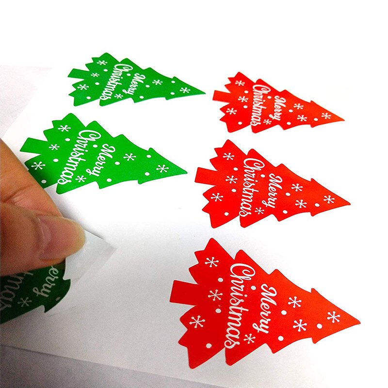 Vrolijke Kerstboom Sticker Label 300 stks/pak Kerst Sticker Sticker Kaart Envelop Decoratieve Sticker 2.5X1.5&quot;