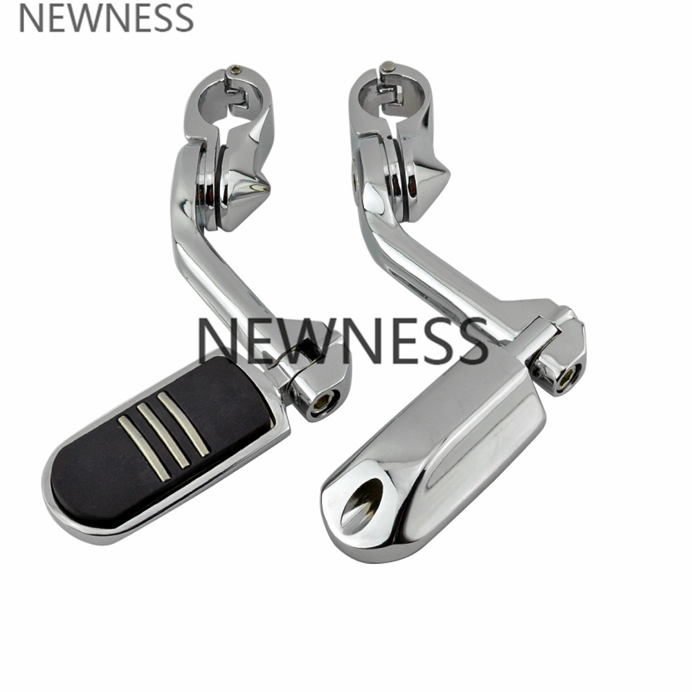 Motorcycle Foot Pegs Adjustable Long Angled Highway Peg Mount 1 1/4" 32mm Engine Guard Footrest for Harley Sportster Dyna