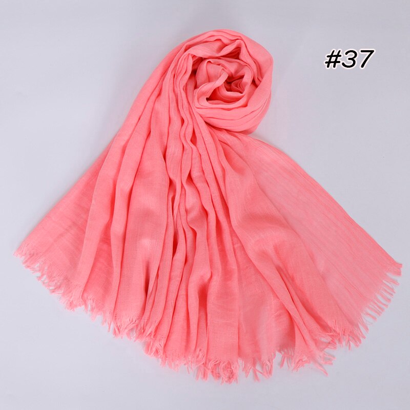 Premium Linen Cotton Hijab Scarf Women Muslim Hijab Large Size Plain Fringe Shawl Tassel Wraps Headband Long Scarves 190X100cm: Milky White