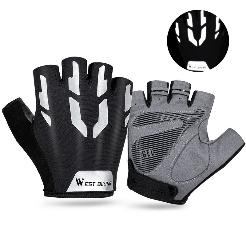 Guantes de ciclismo con almohadilla de Gel, medio dedo, para deportes de montaña, reflectantes, amortiguadores, transpirables: XXL