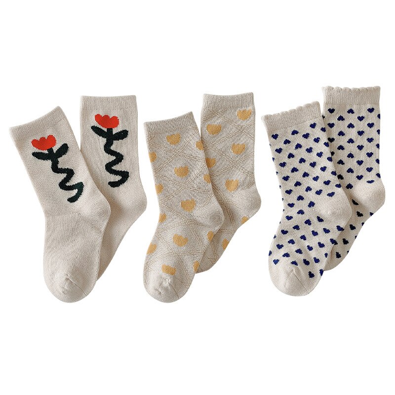 3 paia di calzini per bambina calzini per bambini alla moda coreana calzini a tubo centrale per bambine adorabili per bambini di 1-12 anni