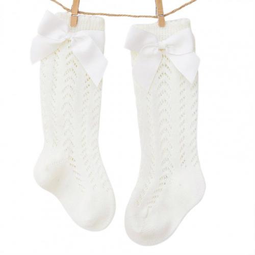 1 Paar 1-5 Jaar Oude Baby Knie Sokken Plain Weave Antislip Puur Katoen Baby Meisjes Knie hoge Boog Sokken Voor Fotografie Props: Beige / L