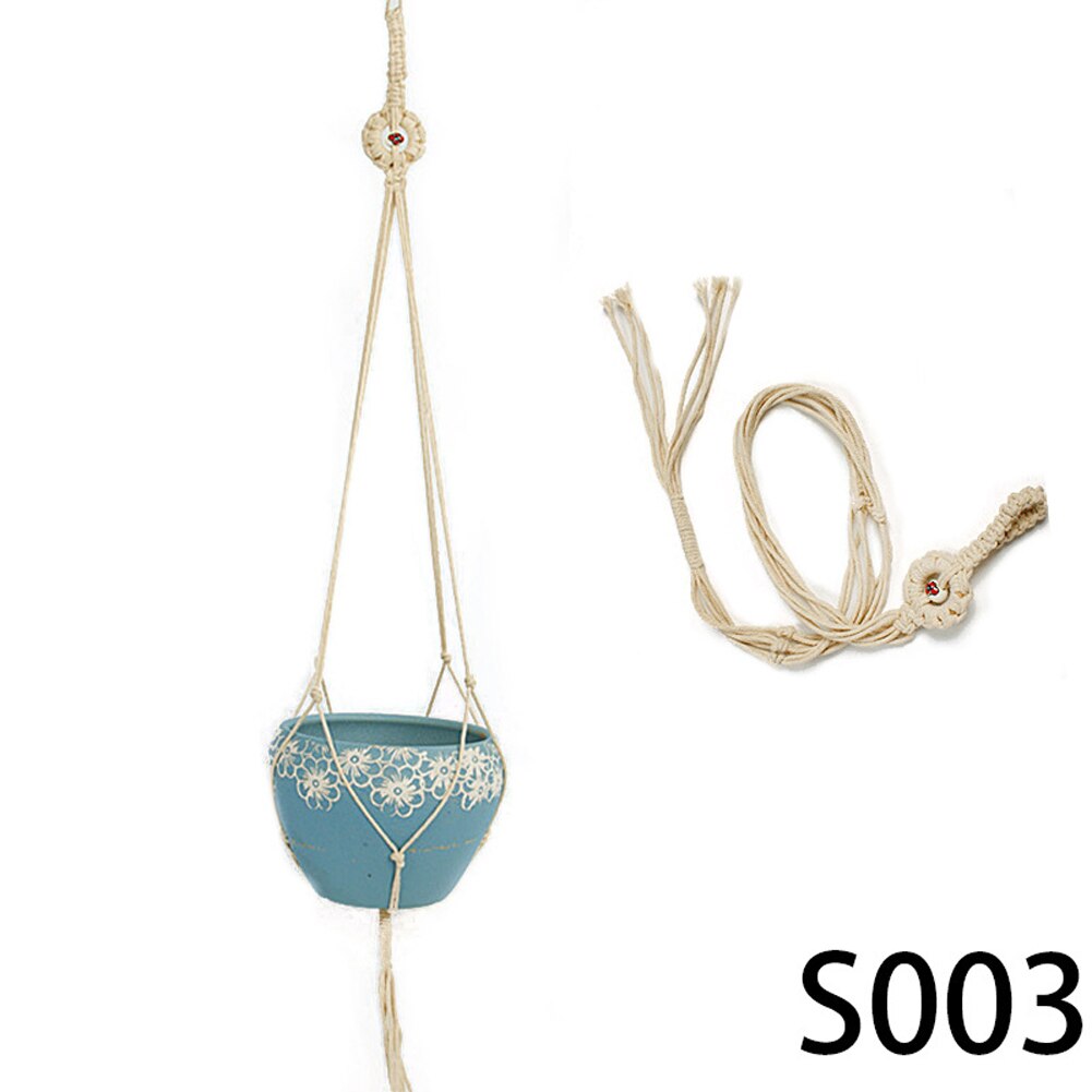 Decoratieve plantenhanger macramé plantenhanger voor buiten, hangende plantenmand van katoentouw met 4 poten: F