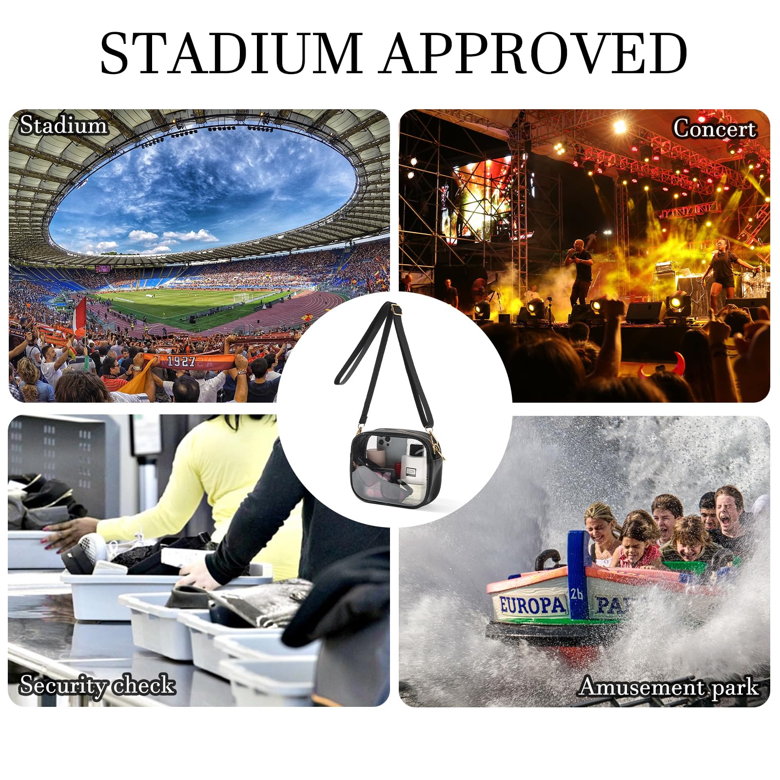 Doorzichtige Tas Stadion Goedgekeurd, Crossbody Transparante Tas Voor Concerten Sportevenementen, Portemonnees Voor Mannen En Vrouwen
