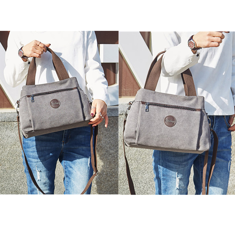 Borsa da donna Casual retrò in tela da donna borsa a tracolla singola borsa da donna in tela Multi-scomparto di grande capacità