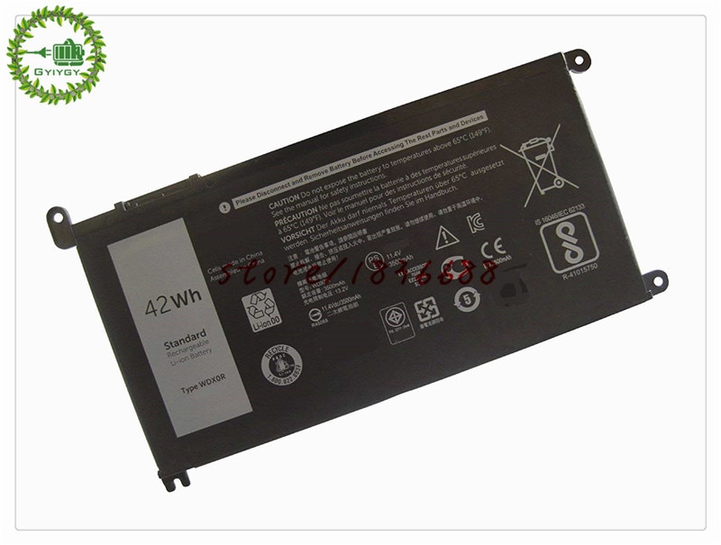 11.4 V 42Wh WDX0R Laptop Batterij Voor Dell Inspiron 15 5568 13 7368 3crh3 I7368-0027 T2JX4 WDXOR