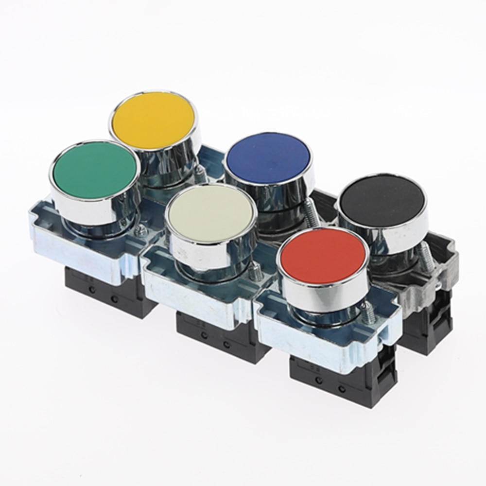 1Pcs 22mm Momentary Push Button Switch NO/NC 10A/415V XB2-BA31 XB2-BA42 Flat-headed button switch