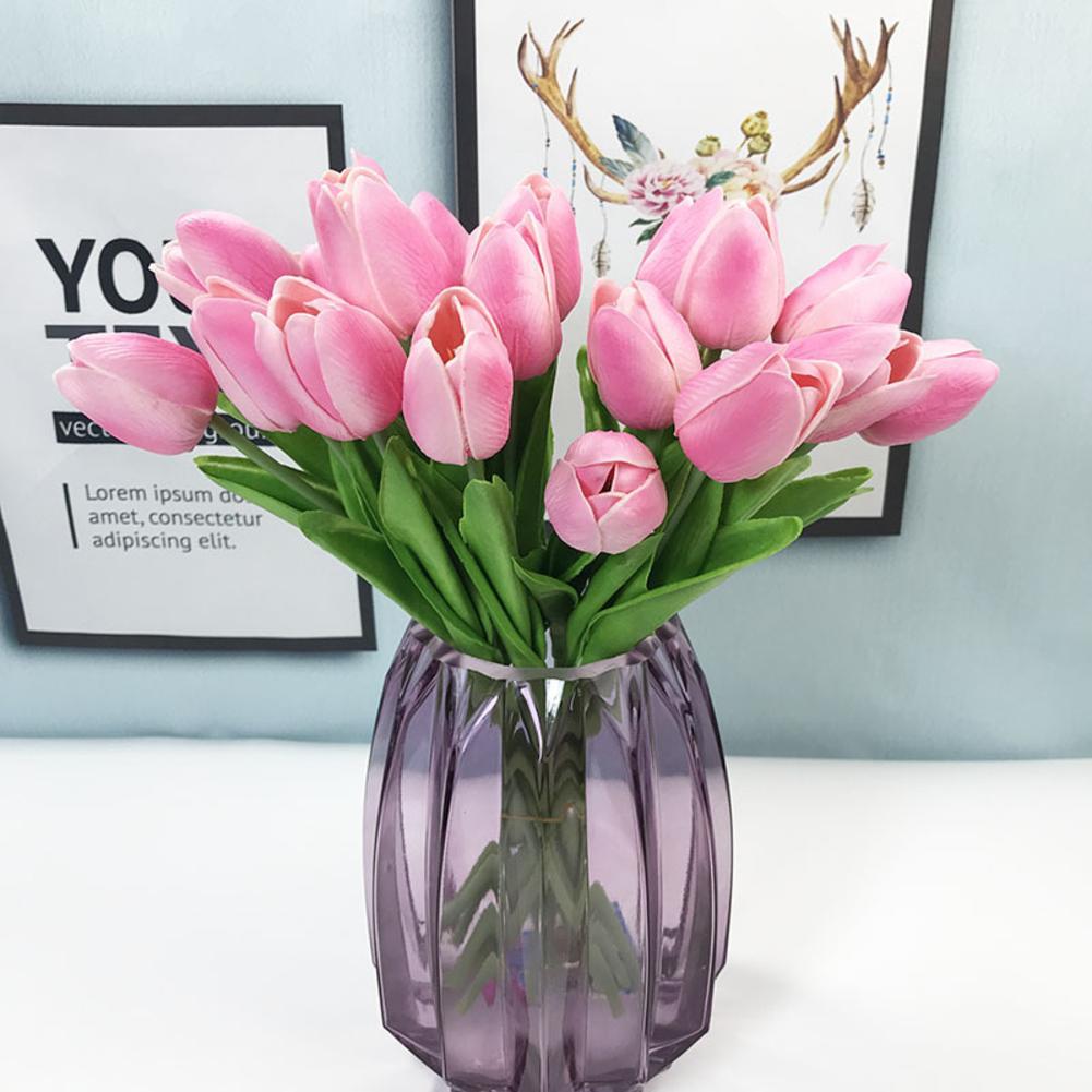Witte Tulp Kunstbloemen Zijde Pioenen Bruiloft Decoratieve Vazen Voor Home Decor Bruid Boeket Schuim Ambachtelijke Nep Planten