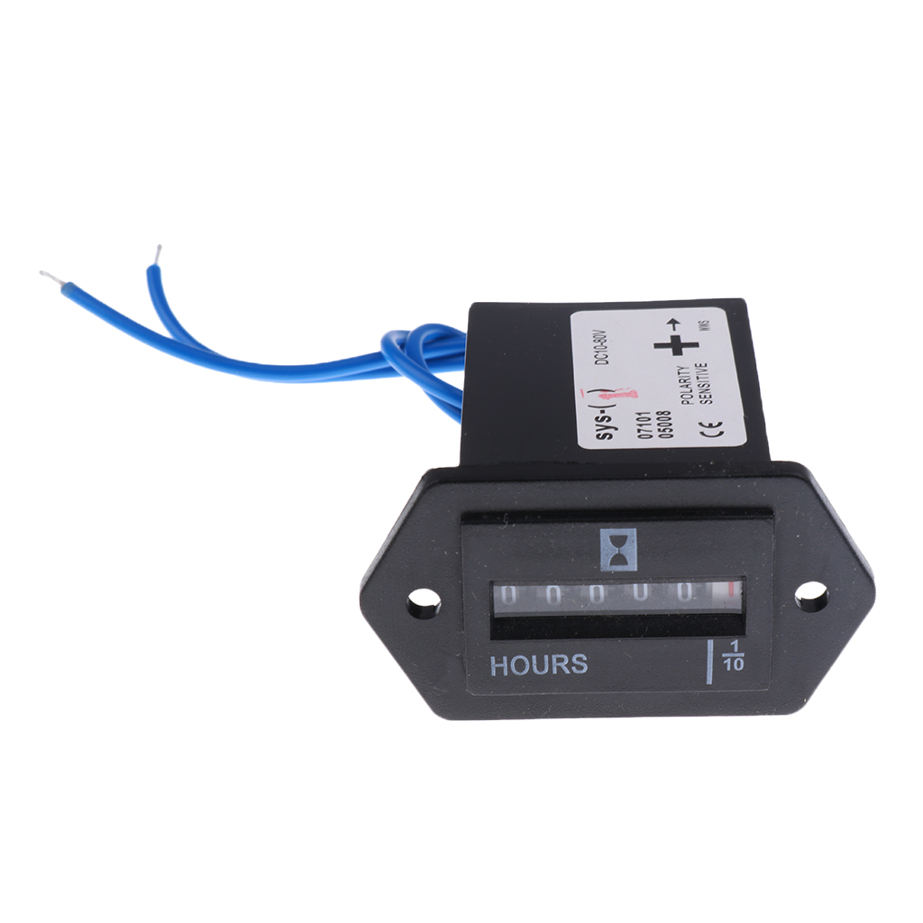 10V to 80V Truck Tractor Outboard Engine Hour Meter Rectangular