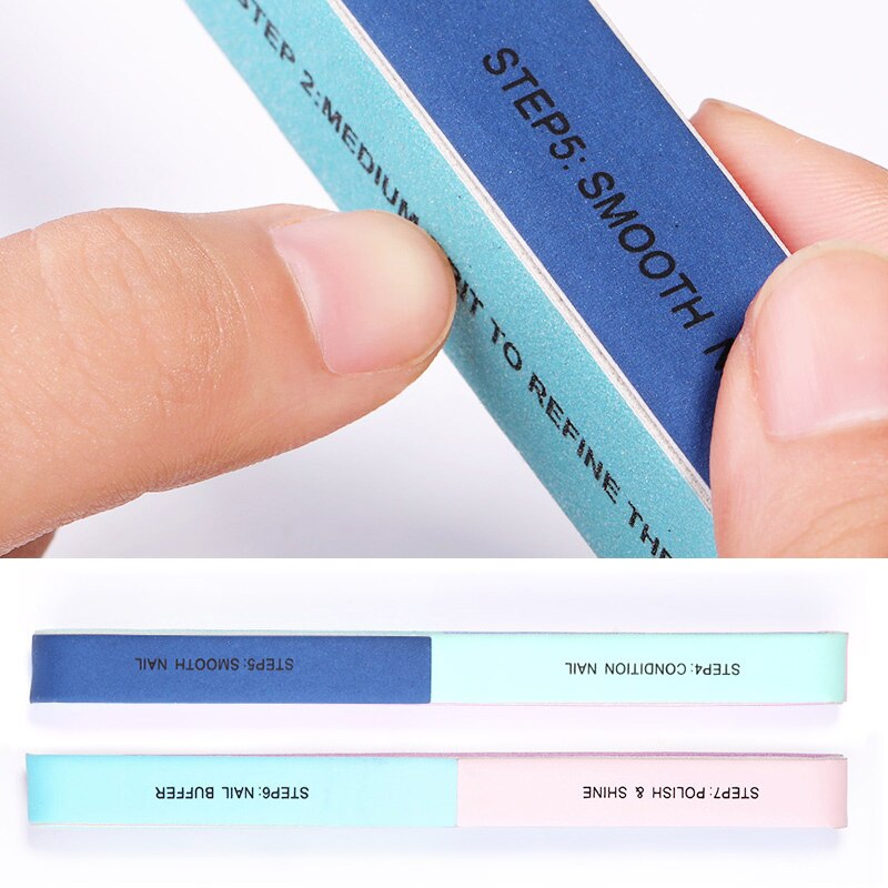1 Pc sept faces multifonction lime à ongles tampon bleu rose couleurs mélangées meulage ponçage pédicure meulage ponçage outils fichiers