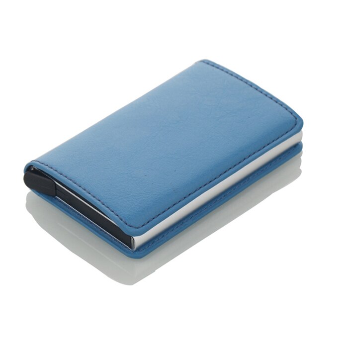 Automatic RFID Card Holder Men Credit Card Holders Business ID Card Case Aluminium Bank Card Wallets: Sky blue