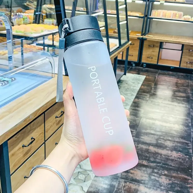 800ML Portable Large Capacity Water Cup Plastic Cup Travel Outdoor Sports Leakage Sealing Water Bottle Frosted Plastic Cup