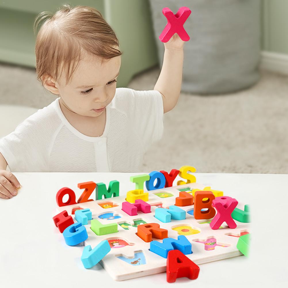 Baby Houten Speelgoed Houten Puzzels Alfabet Nummer Puzzels Peuter Digitale Letters Leren Boord Speelgoed Set Game Educatief
