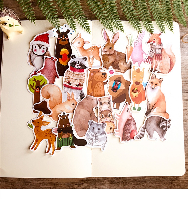 22PCS Cute small animal hand sticker material Children reward sticker photo album dIY sticker