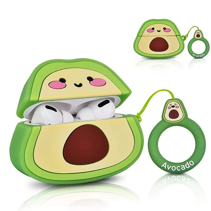 Für AirPods 4 3 2 1 Profi Profi 2 Kopfhörer fallen 3D Avocado Obst Silikon Schutzhülle Kopfhörer Kasten Mit Anhänger Abdeckung