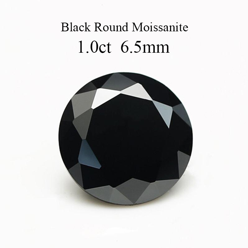 Løs moissanite 1.0ct karat 6.5mm g farve rund brillantslebet vvs 1 ring armbånd smykker gør-det-selv materiale laboratoriediamant: 6.5mm sort farve
