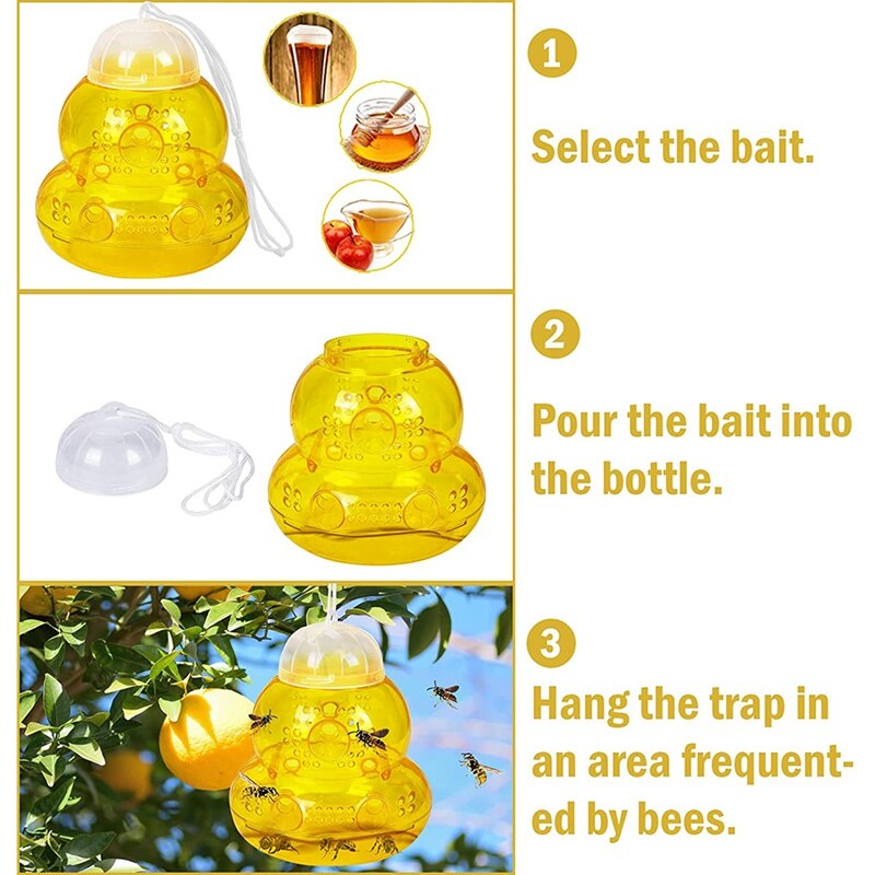 2 Pack Wasp Traps Outdoor,Reusable Carpenter Bee Traps for Outside, PP Bee Catcher Hornet Trap for Garden