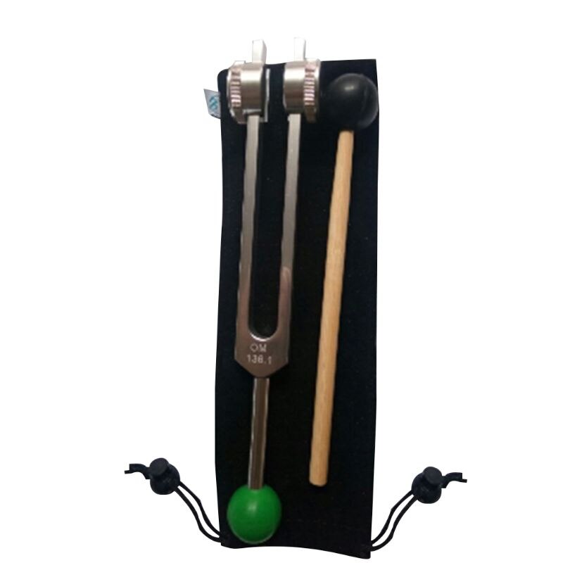 Om-stimmgabel, 136.1 hz- fach gewichtet – mit buddha-perle am fuß für optimale heilung und entspannung – grün für das herzchakra