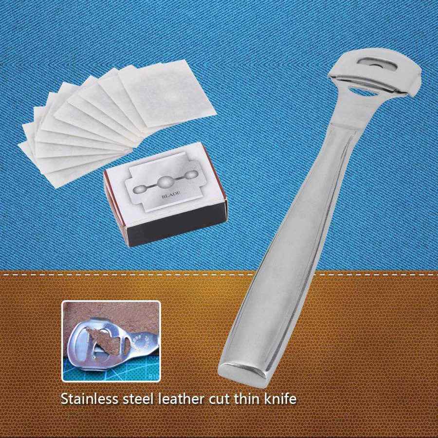 Leathercraft Skiving Tool Rvs Edge Skiver Leer Skiver Blade Voor Dunner DIY Leather Craft 10 Blades Set
