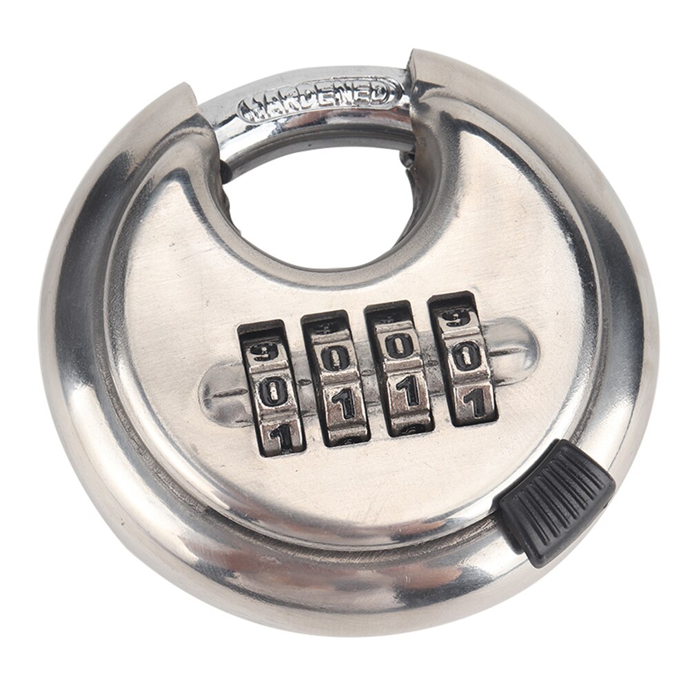 4 Digit Combination Discus Lock Heavy Duty Round Stainless Steel Disc Padlock 70mm For Trailer Storage Unit Shed Gate Door: Default Title