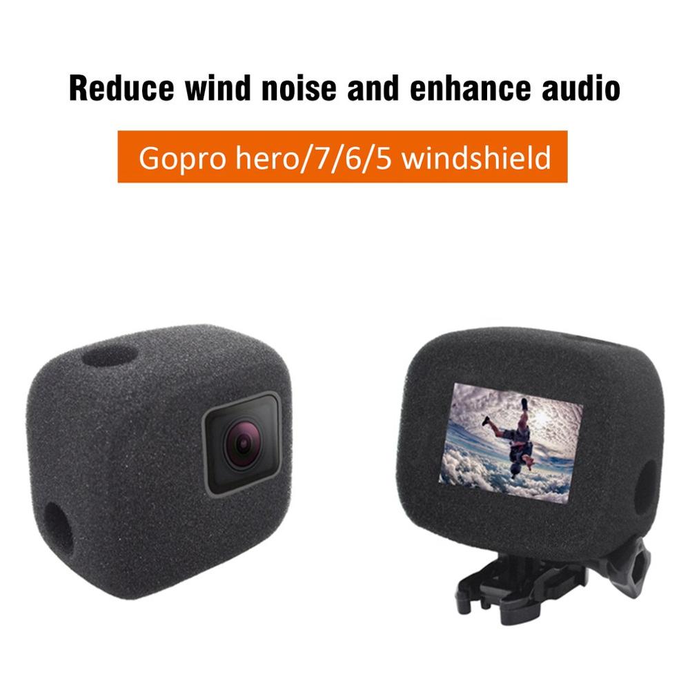 Housse de protection en mousse pour caméra Gopro Hero 7 6 5, étui coupe-vent, réduction du bruit, cadre de pare-vent