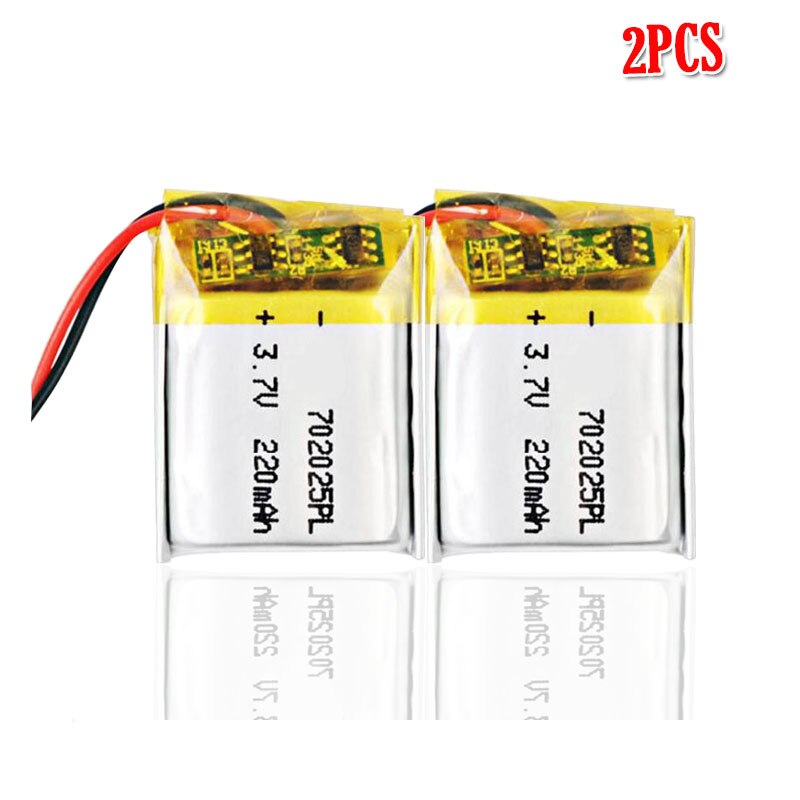 3.7v 300 mah 702025 li- polymer genopladeligt batteri til  mp3 bluetooth headset højttaler videooptager trådløse mus li-ion celler: 2 stk