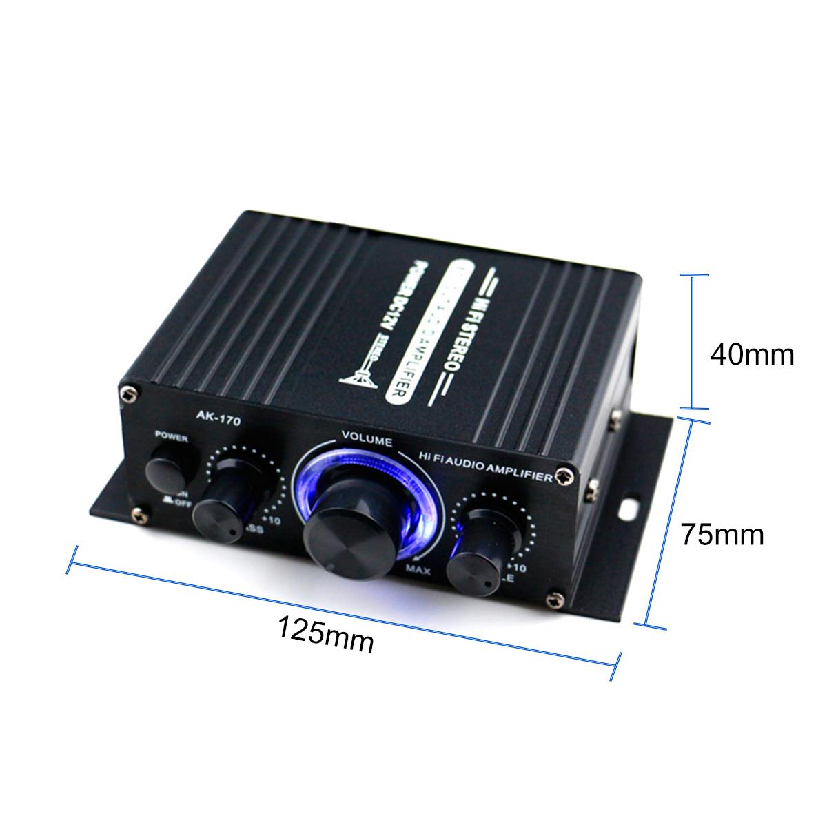 200W + 200W 12V 2CH Car Audio Amplifier HIFI Audio Power Amplifier Digital Stereo Amplifier FM Radio USB W/Remote Control