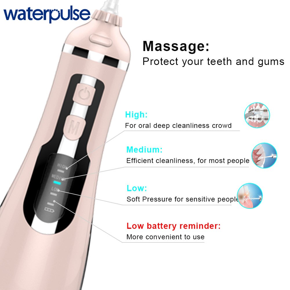 Waterpulse V500 Portable USB Rechargeable Oral Irrigator Cordless Water Flosser 4tip Travel Massage Clean Dental Irrigator Floss