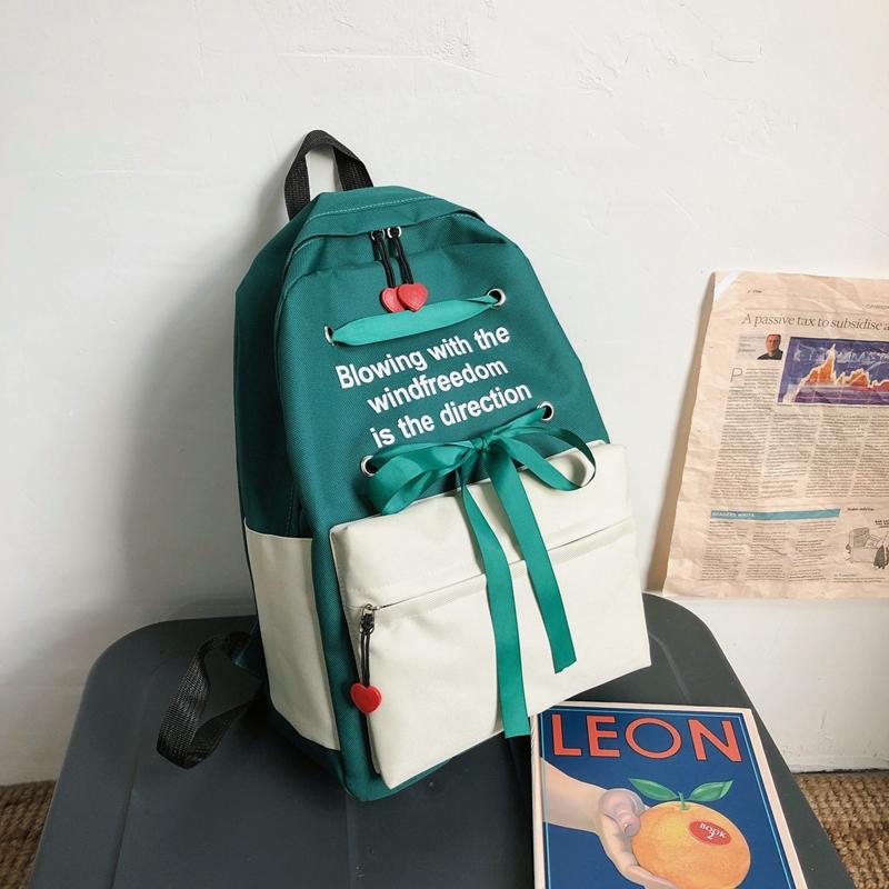 4 pièces ensemble sac à dos femmes Oxford sac à bandoulière grande capacité sac à dos pour adolescentes Mochilas femme sac à dos sac à dos: Green