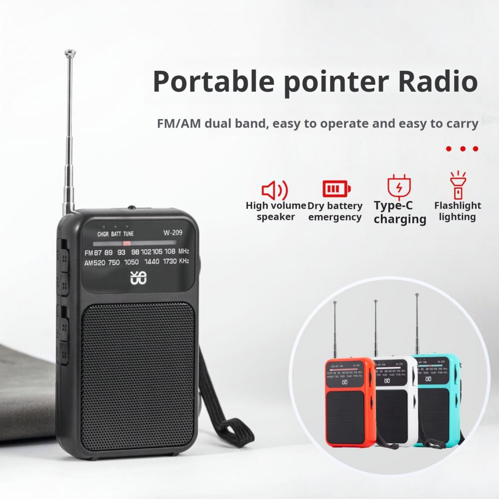 Mini Portable Radio with LED Flashlight Stereo Radio Emergency Portable Audio AM/FM Small Radio