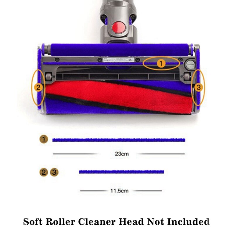 Tiras suaves de felpa para aspiradora Dyson V6, V7, V8, V10 y V11, cabezal de rodillo suave, accesorios de repuesto, 6 uds.