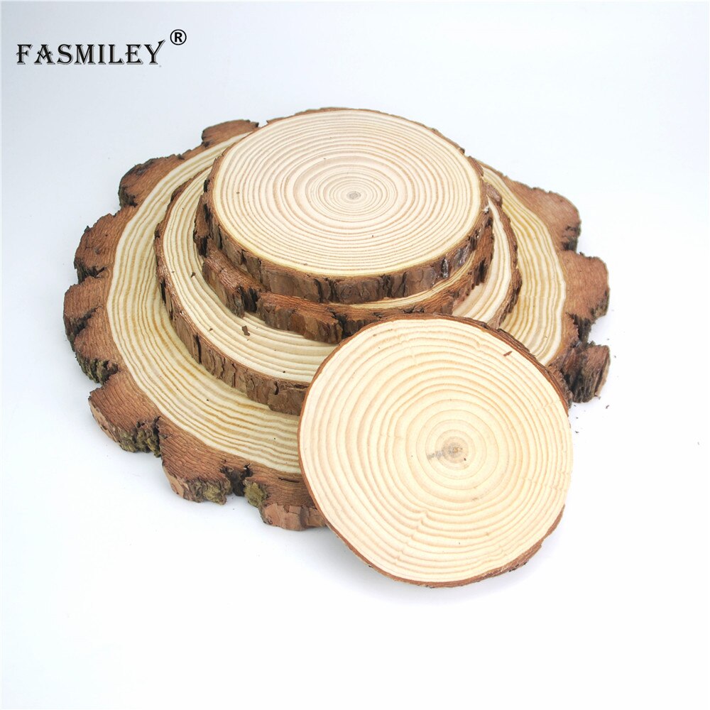 Rodajas de madera redondas naturales grandes círculos discos de corteza de árbol manualidades decoración de pintura de de boda 12-18cm 1 Uds wd03