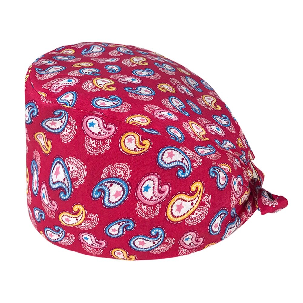 Hohe atmungsaktiv und schweiß-absorbent baumwolle cartoon blume druck peeling hut krankenschwester arbeit hut schönheit salon pflege hut: 12122